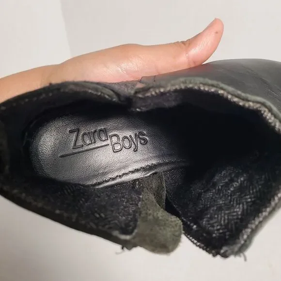 Zara Boys Leather Black Boots. Size 30 EU. SKU# B-14 - Picture 9 of 16